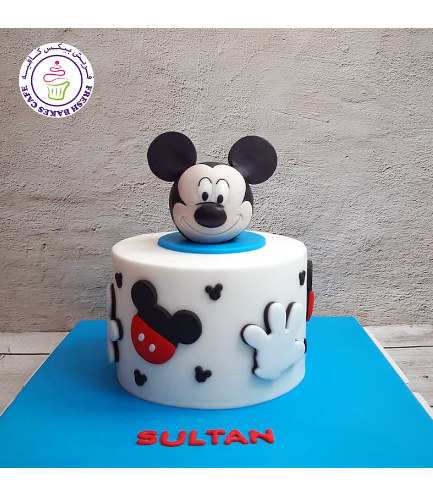 Mickey Mouse Themed Cake - Head - 3D Cake Topper - 1 Tier - Blue