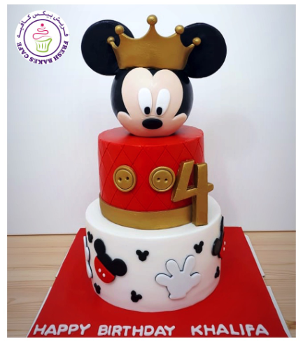 Mickey Mouse Themed Cake - Head - 3D Cake Topper - 2 Tier 02 - Red 03