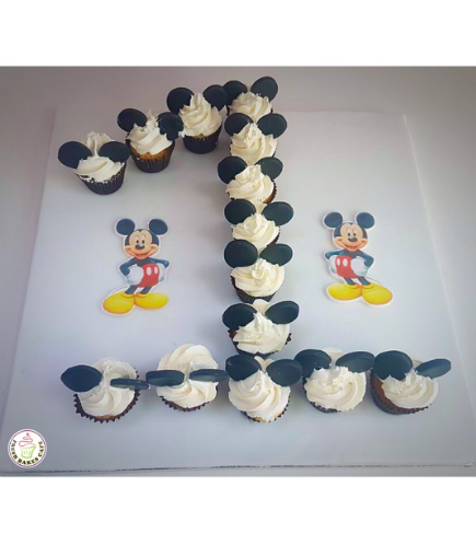 Number Themed Cupcakes - Mickey Mouse