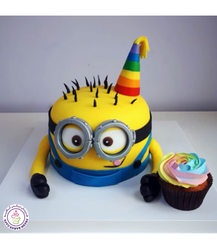 Cake - Party Hat - Minion & Cupcake - 3D Half Cake