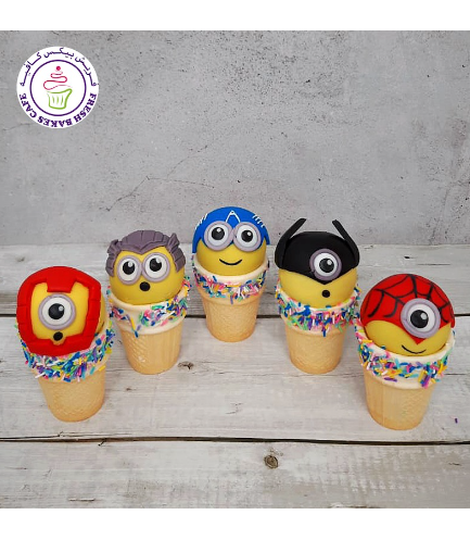 Minions Themed Cone Cake Pops - Superheroes