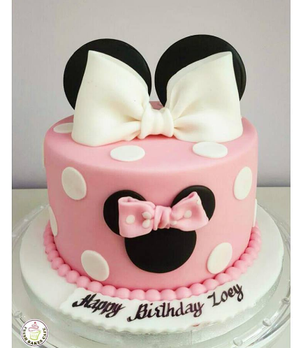 Minnie Mouse Themed Cake - Ears & Bow Tie - 1 Tier - Pink 02