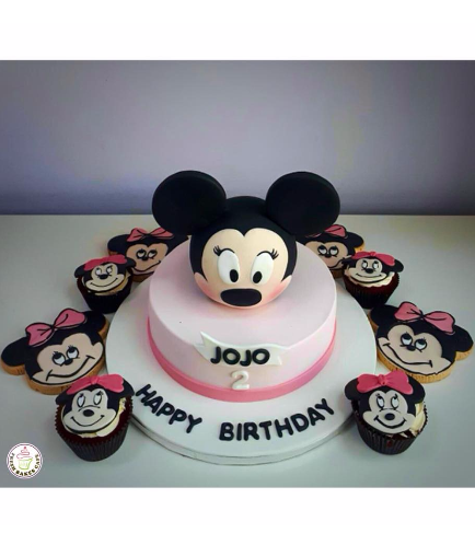 Minnie Mouse Themed Cake - Head - 3D Cake Topper - Round 02b
