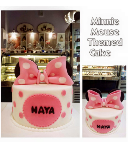 Minnie Mouse Themed Cake - Ears & Bow Tie - 1 Tier - Pink 03