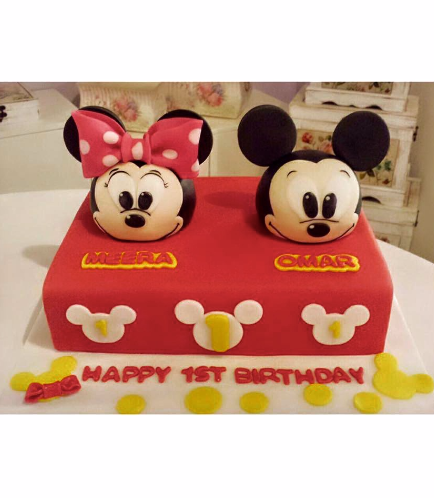 Minnie Mouse & Mickey Mouse Themed Cake - 3D Heads