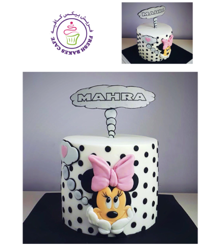 Minnie Mouse Themed Cake - Face - 2D Cake Topper - Front 01