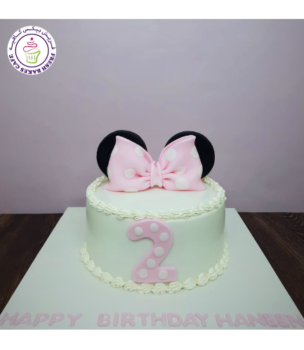 Minnie Mouse Themed Cake - Ears & Bow Tie - 1 Tier - Pink 06