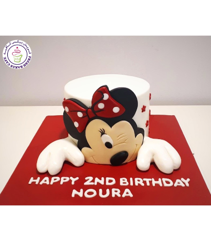 Minnie Mouse Themed Cake - Face - 2D Cake Topper - Front 03 - Red
