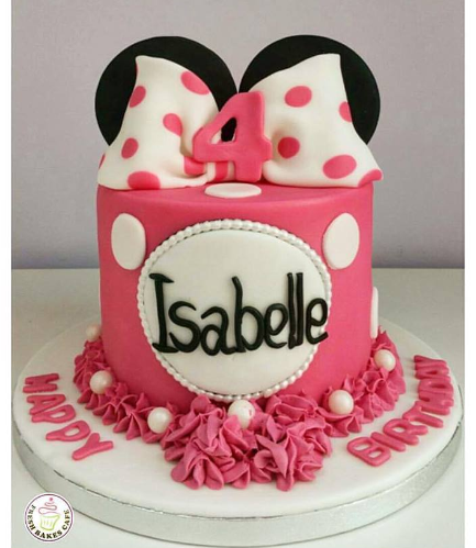 Minnie Mouse Themed Cake - Ears & Bow Tie - 1 Tier - Pink 04