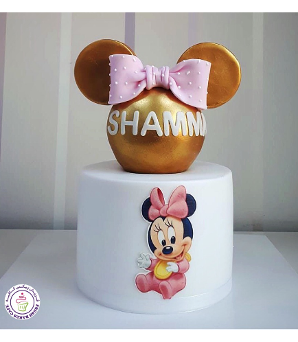 Minnie Mouse Themed Cake - Head - 3D Cake Topper - Gold