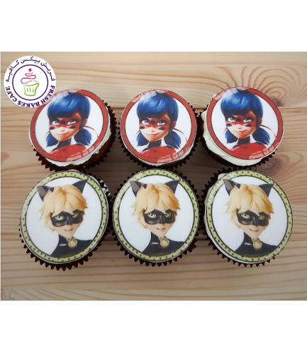 Miraculous Ladybug Themed Cupcakes - Printed Pictures