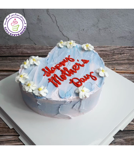 Cake - Heart Cake - Cream - Flower Piping
