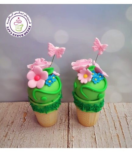 Cone Cake Pops - Butterflies & Flowers 01