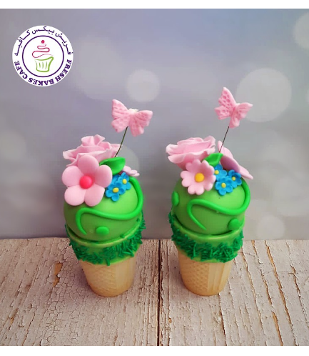 Butterflies & Flowers Themed Cone Cake Pops 01