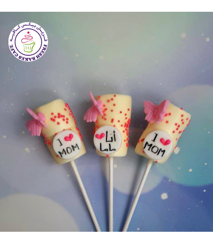 Mother's Day Themed Marshmallow Pops - Butterfly - English & Arabic Messages