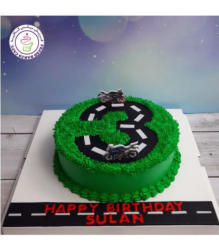 Motorcycle Themed Cake - Racing Track - Printed Pictures