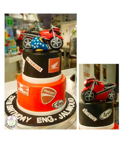 Motorcycle Themed Cake - 3D Cake Topper - 2 Tier