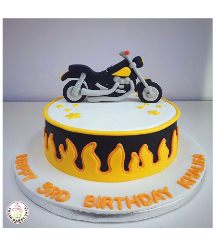 Motorcycle Themed Cake - 3D Cake Topper - 1 Tier 02