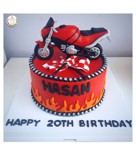 Motorcycle Themed Cake - 3D Cake Topper - 1 Tier 03