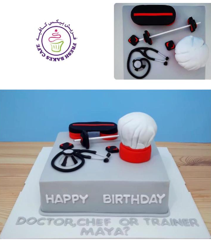 Multi-Talented Person Themed Cake - Doctor, Personal Trainer, & Chef