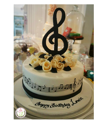 Musical Notes Themed Cake - Round - 1 Tier 03
