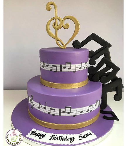 Musical Notes Themed Cake - Round - 2 Tier 01