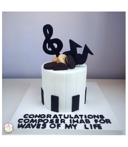 Musical Notes Themed Cake - Round - 1 Tier 05