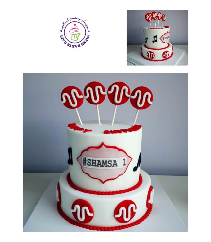 Musical Notes Themed Cake - Round - 2 Tier 02