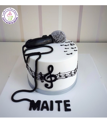 Musical Notes Themed Cake - Microphone 01