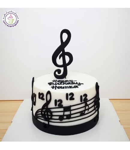Musical Notes Themed Cake - Round - 1 Tier 01