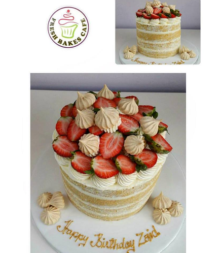 Cake with Strawberries & Meringues