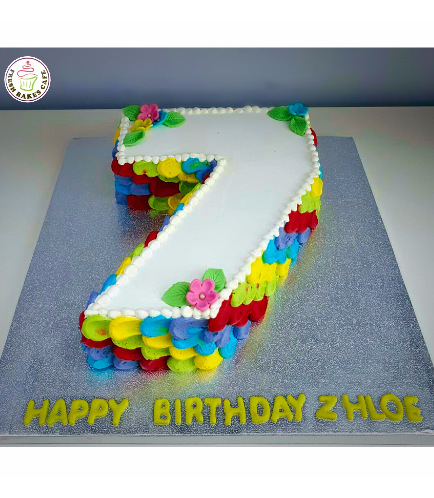 Number Themed Cake - 3D Cake - Flowers & Cream Piping
