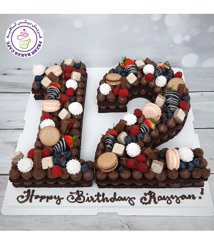 Number Themed Cake - 3D Cake - Chocolates, Macarons, Wafers, & Berries