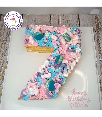 Number Themed Cake - 3D Cake - Flowers, Macarons, & Marshmallows 01b