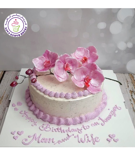 Cake - Orchids - Cream Cake 01
