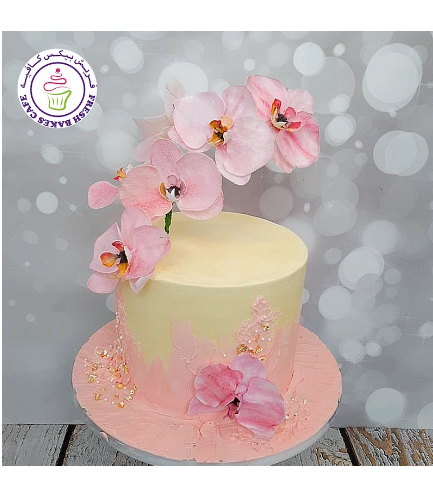 Cake - Orchids - Cream Cake 02