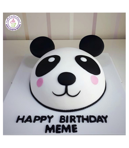 Panda Themed Cake - Face - 2D Cake - Semi Sphere