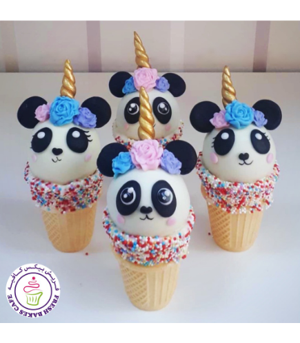 Panda Themed Cone Cake Pops - Unicorn 01