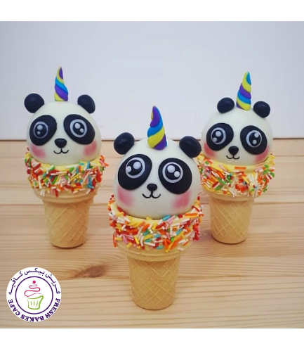 Panda Themed Cone Cake Pops - Unicorn Panda 02