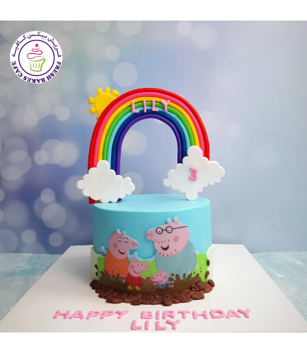 Cake - Rainbow - Themed Cake - Fondant - Peppa Pig