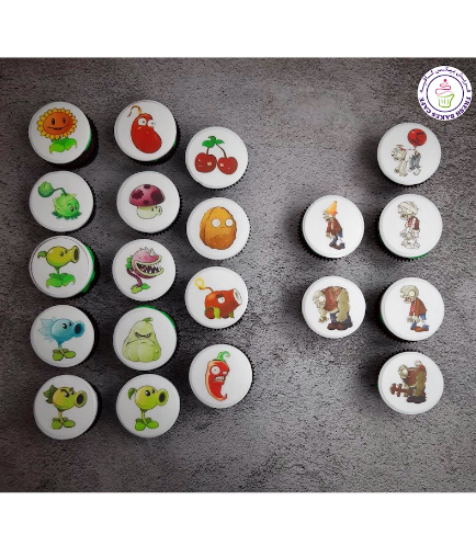 Plants vs Zombies Themed Cupcakes - Printed Pictures