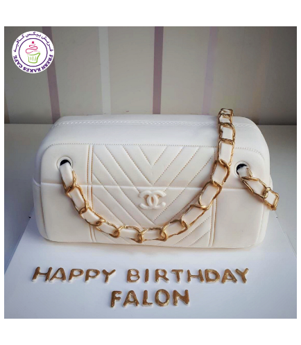 Purse Themed Cake - 3D Cake - Chanel - Off White
