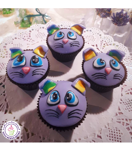 Cupcakes - Rabbits - Fondant Topper - Purple