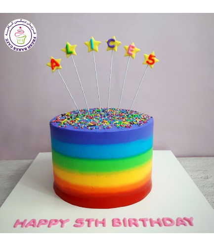 Cake - Rainbow - Cream 02a - Stars