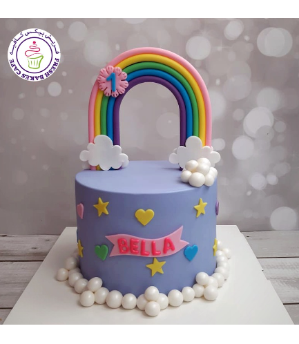 Cake - Rainbow - Themed Cake - Fondant - 1 Tier - Purple Fondant 01