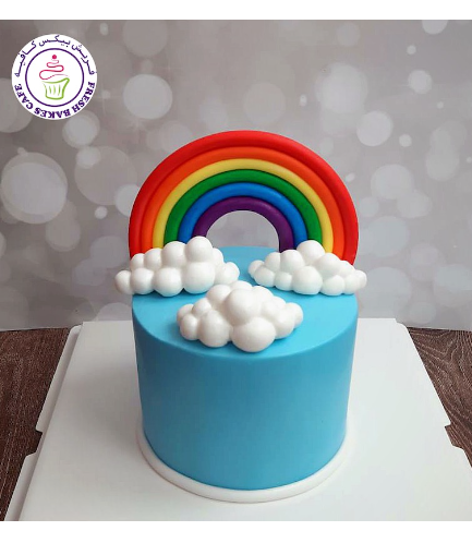 Cake - Rainbow - Themed Cake - Fondant - 1 Tier - Blue Fondant 01