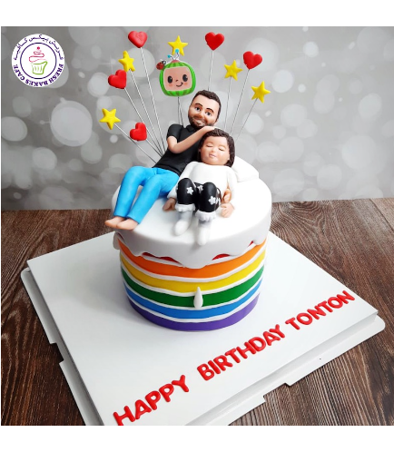 Cocomelon Themed Cake - Rainbow Cake - 3D Characters & Printed Picture
