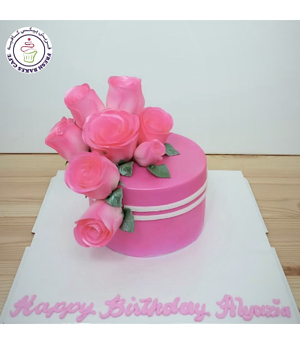 Cake - Roses - Lines - 1 Tier
