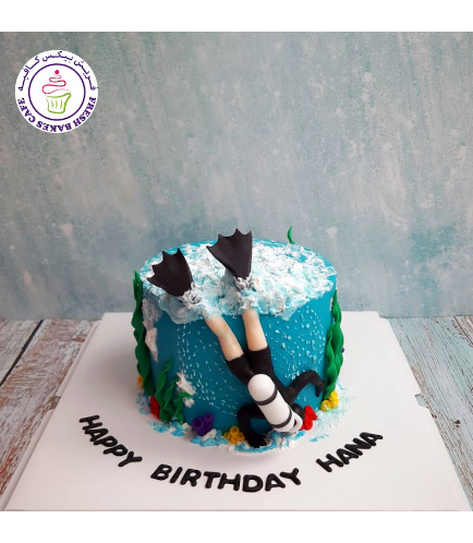 Scuba Diving Themed Cake - 3D Cake Toppers - 1 Tier 02
