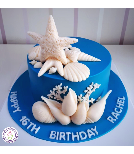Seashells Themed Cake - 1 Tier 01